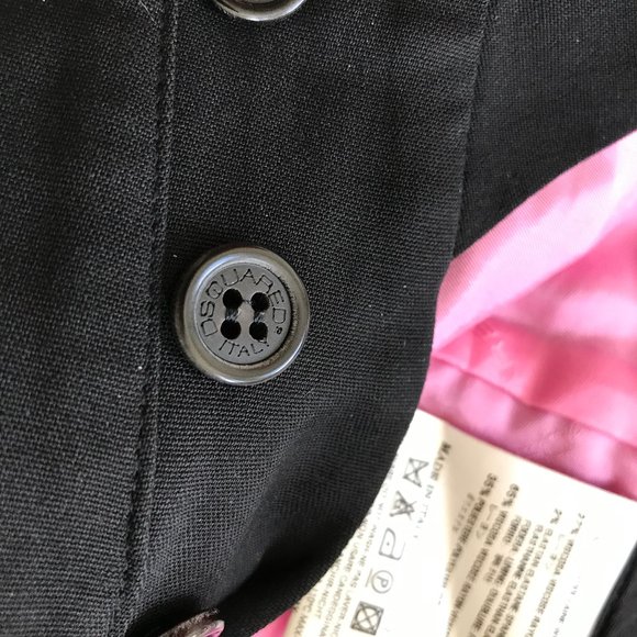 Dsquared2 Dsquared black wool trouser suit pants pink lining tapered skinny 40 - Picture 5 of 13